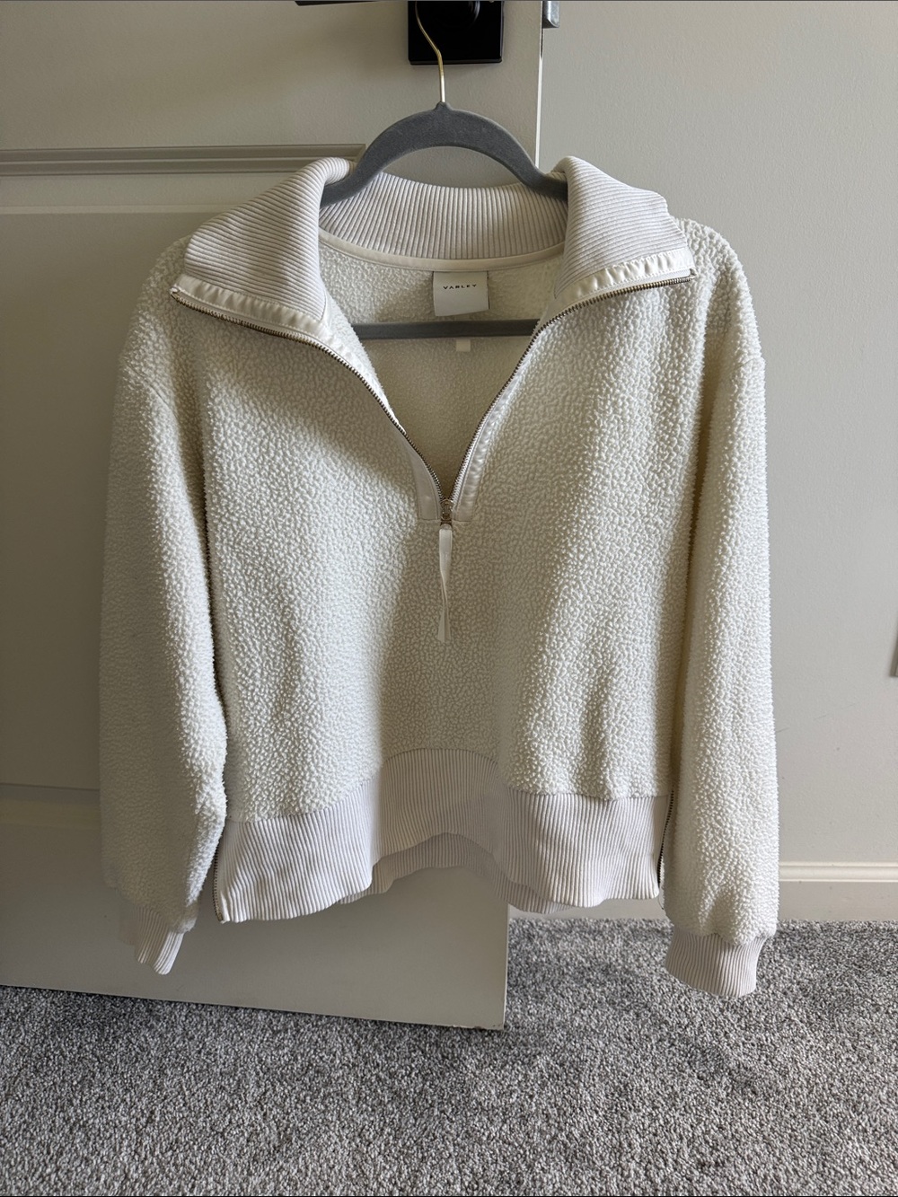 Varley Cream Sherpa Half‑Zip Pullover